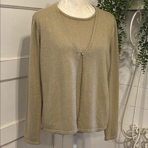Croft & Barrow Size XL Petite Gold Shimmer Sparkle Sweater Long Sleeve